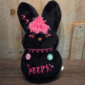 Peeps Emo Bunny Plush Stuffed Animal Black Pink Goth Alt Scene Rock Easter 15"